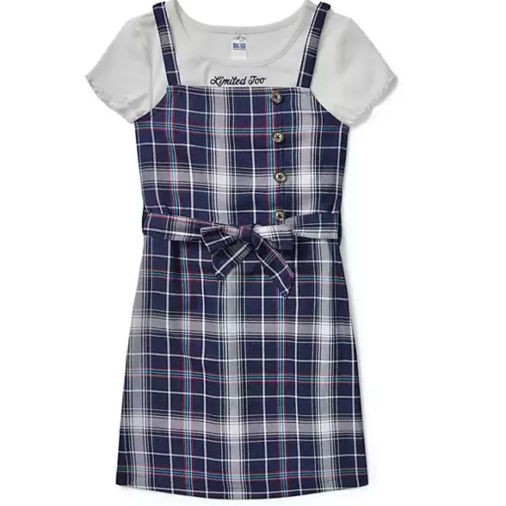 NWT Limited Too Girls Elegant Plaid Jumper Dress & Shirt
